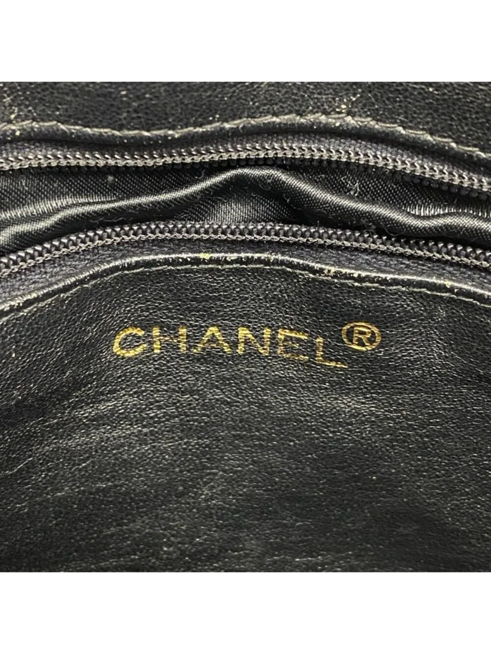 Chanel Shoulder Bag Quilted Patent Leather Black Gold